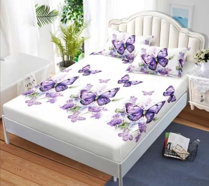 Чаршаф с ластик 160×200 см + 2 калъфки за възглавници – Поликотън