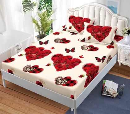 Чаршаф с ластик 160×200 см + 2 калъфки за възглавници – Поликотън