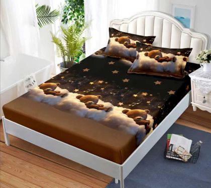 Чаршаф с ластик 160×200 см + 2 калъфки за възглавници – Поликотън