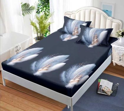 Чаршаф с ластик 160×200 см + 2 калъфки за възглавници – Поликотън