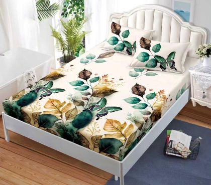 Чаршаф с ластик 160×200 см + 2 калъфки за възглавници – Поликотън