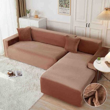 Kалъф за ъглов диван от кадифе + подарък 2бр.калъфки за възглавници