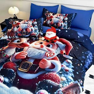 5 D Коледен комплект с ластик 180х200см ,100% памук , 6 части 