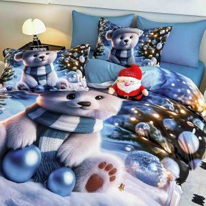 5 D Коледен комплект с ластик 180х200см ,100% памук , 6 части 