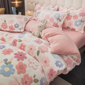 Плюшен комплект с ластик 160х200см, 4 части ,100% полиестер