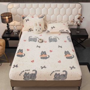 Плюшен чаршаф с ластик+2бр. калъфки за възглавница,Cocolino 100% полиестер