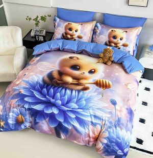 5 D Спален комплект от 100% памук с чаршаф с ластик,6 части