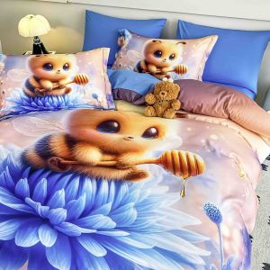 5 D Спален комплект от 100% памук с чаршаф с ластик,6 части