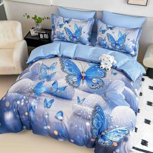 5 D Спален комплект от 100% памук с чаршаф с ластик,6 части