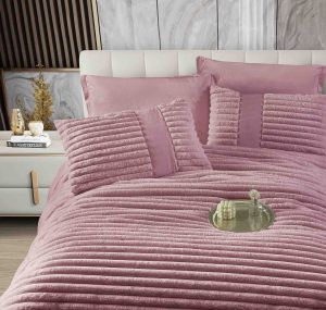 Луксозен спален комплект със завивка тип „Заешка козина“ , 6 части,с ластик