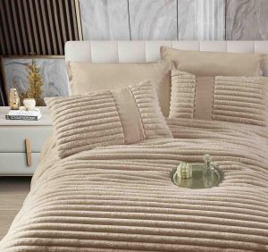 Луксозен спален комплект със завивка тип „Заешка козина“ , 6 части,с ластик