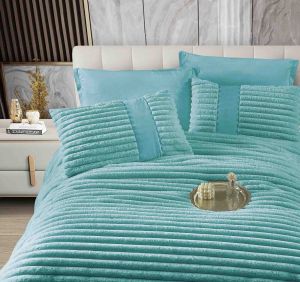 Луксозен спален комплект със завивка тип „Заешка козина“ , 6 части,с ластик