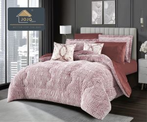 Луксозен спален комплект със завивка от кадифе и плюш тип „Заешка козина“ – 6 части