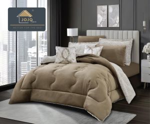 Луксозен спален комплект със завивка от кадифе и плюш тип „Заешка козина“ – 6 части