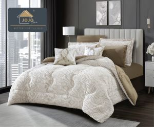 Луксозен спален комплект със завивка от кадифе и плюш тип „Заешка козина“ – 6 части