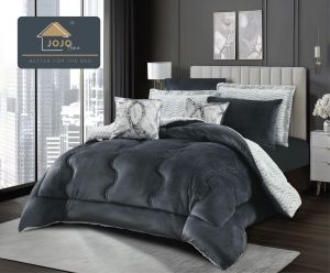 Луксозен спален комплект със завивка от кадифе и плюш тип „Заешка козина“ – 6 части