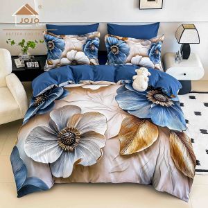 5 D Спален комплект от 100% памук с чаршаф с ластик,6 части