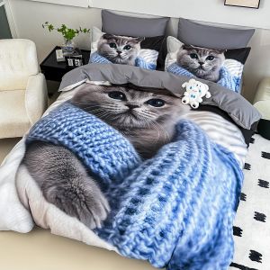 5 D Спален комплект от 100% памук с чаршаф с ластик,6 части