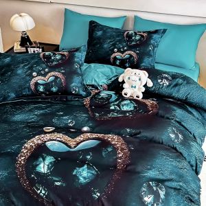 5 D Спален комплект от 100% памук с чаршаф с ластик,6 части