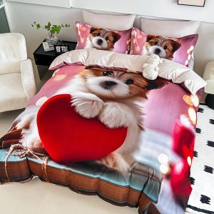 5 D Спален комплект от 100% памук с чаршаф с ластик,6 части