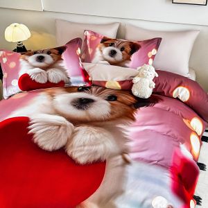 5 D Спален комплект от 100% памук с чаршаф с ластик,6 части