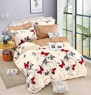 Спален комплект от 100% памук с чаршаф с ластик,6 части