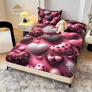 5D Чаршаф с ластик 160/200см + 2бр. калъфки за възглавници,100% памук