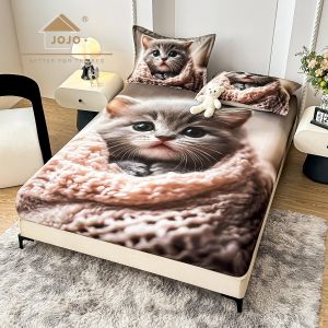 5D Чаршаф с ластик 160/200см + 2бр. калъфки за възглавници,100% памук