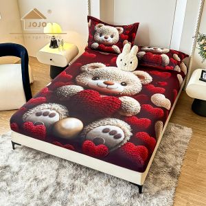 5D Чаршаф с ластик 160/200см + 2бр. калъфки за възглавници,100% памук