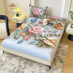 5D Чаршаф с ластик 160/200см + 2бр. калъфки за възглавници,100% памук