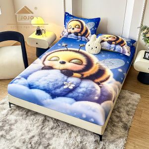 5D Чаршаф с ластик 160/200см + 2бр. калъфки за възглавници,100% памук