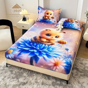 5D Чаршаф с ластик 160/200см + 2бр. калъфки за възглавници,100% памук