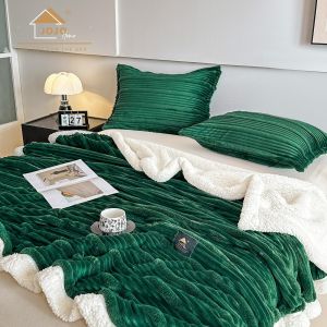 Луксозно плюшено одеяло + 2 бр. калъфки за възглавници,100% полиестер