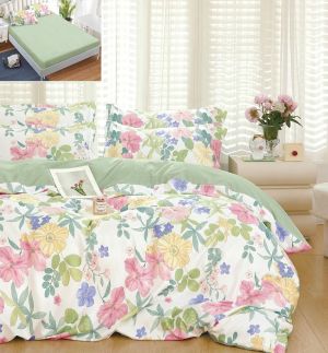 Спален комплект от 100% памук с чаршаф с ластик,6 части