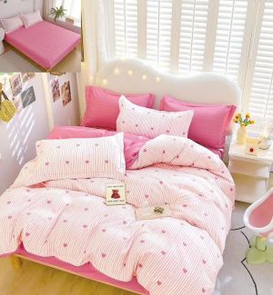 Спален комплект от 100% памук с чаршаф с ластик,6 части