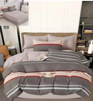 Спален комплект от 100% памук с чаршаф с ластик,6 части