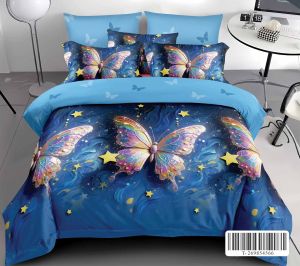 Спален комплект от 100% памук с чаршаф с ластик,6 части