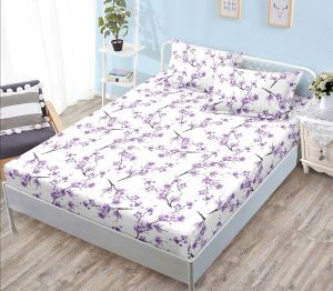 Чаршаф с ластик 160×200 см + 2 калъфки за възглавници – Поликотън