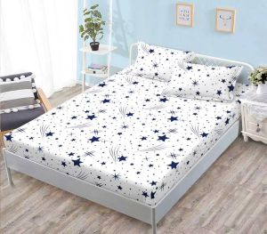 Чаршаф с ластик 160×200 см + 2 калъфки за възглавници – Поликотън