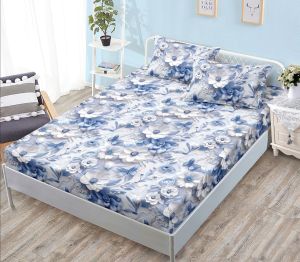 Чаршаф с ластик 160×200 см + 2 калъфки за възглавници – Поликотън