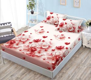 Чаршаф с ластик 160×200 см + 2 калъфки за възглавници – Поликотън