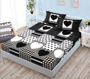 Чаршаф с ластик 160×200 см + 2 калъфки за възглавници – Поликотън