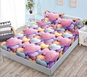 Чаршаф с ластик 160×200 см + 2 калъфки за възглавници – Поликотън