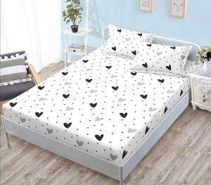 Чаршаф с ластик 160×200 см + 2 калъфки за възглавници – Поликотън