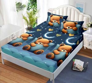 Чаршаф с ластик 160×200 см + 2 калъфки за възглавници – Поликотън