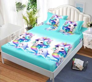 Чаршаф с ластик 160×200 см + 2 калъфки за възглавници – Поликотън