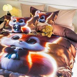 5 D Спален комплект от 100% памук с чаршаф с ластик,6 части