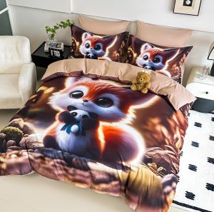 5 D Спален комплект от 100% памук с чаршаф с ластик,6 части