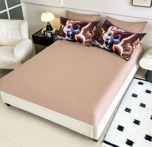 5 D Спален комплект от 100% памук с чаршаф с ластик,6 части