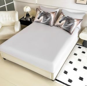 5 D Спален комплект от 100% памук с чаршаф с ластик,6 части